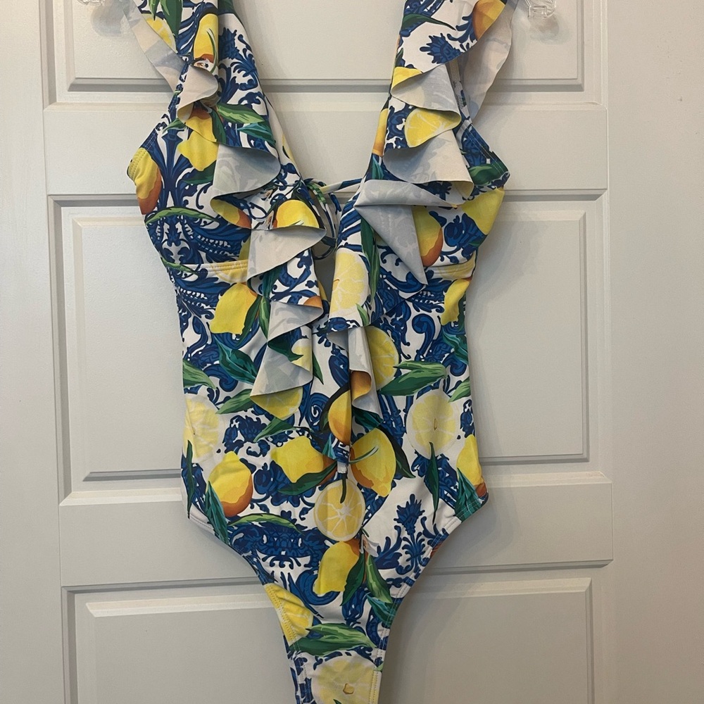Sporlike Amazon Vibrant Lemon Print Swimsuit New Without Tag - Picture 3 of 8